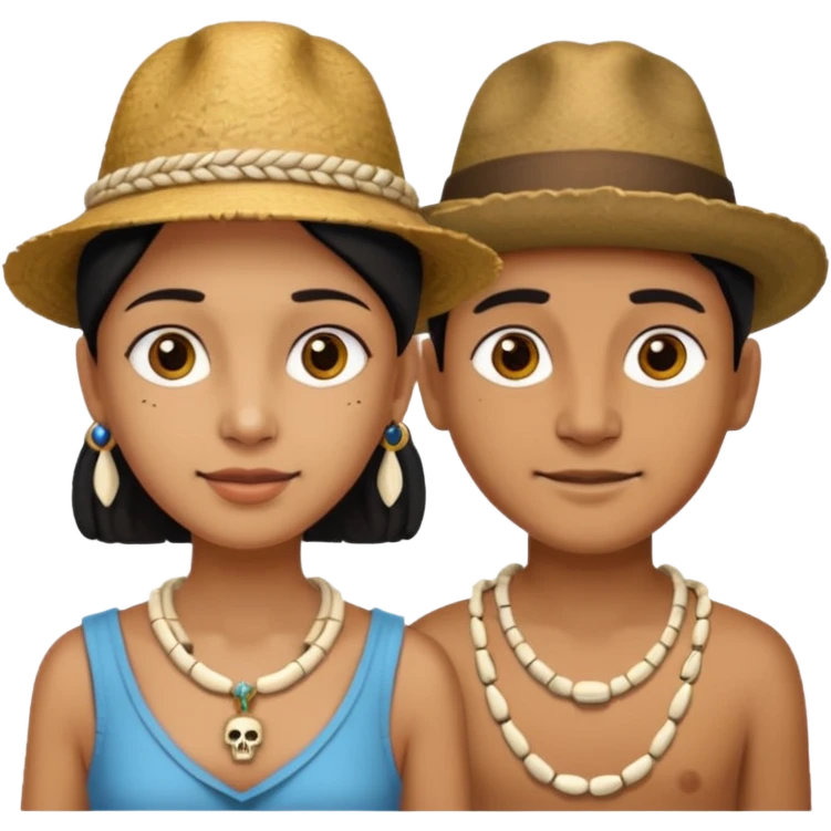 Hatted ancient People wearing Bone Necklaces emoji