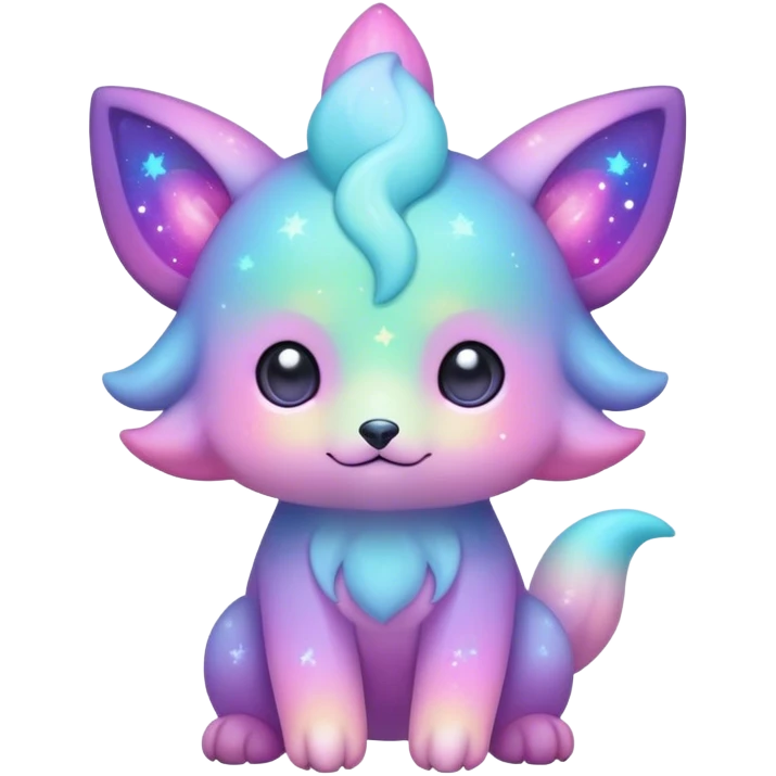 Cute adorable kawaii colorful pastel nebula fantasy animal hybrid Fakemon full body emoji