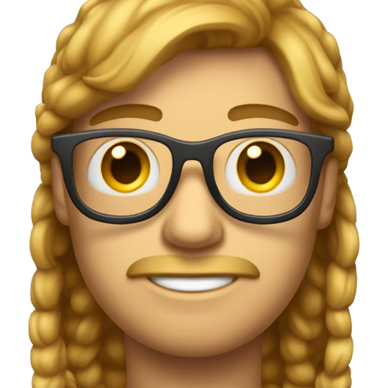Emoji sorrindo com óculos redondo e com cabelo cacheado loiro homem  emoji