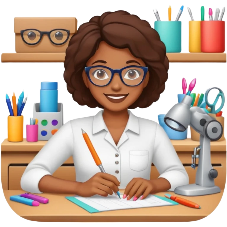 Brown skin lady working in craft room emoji