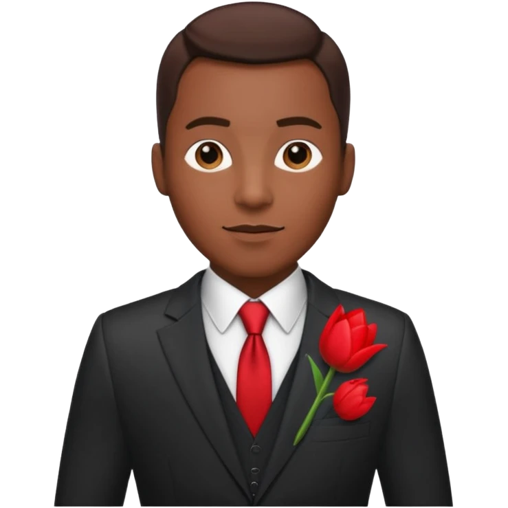 black man with tulip in his suit pocket emoji