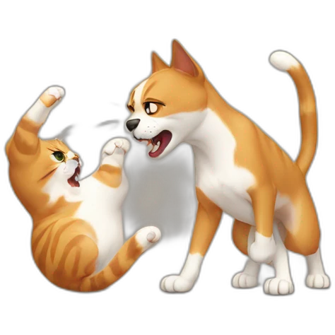 Cat fight with a dog emoji