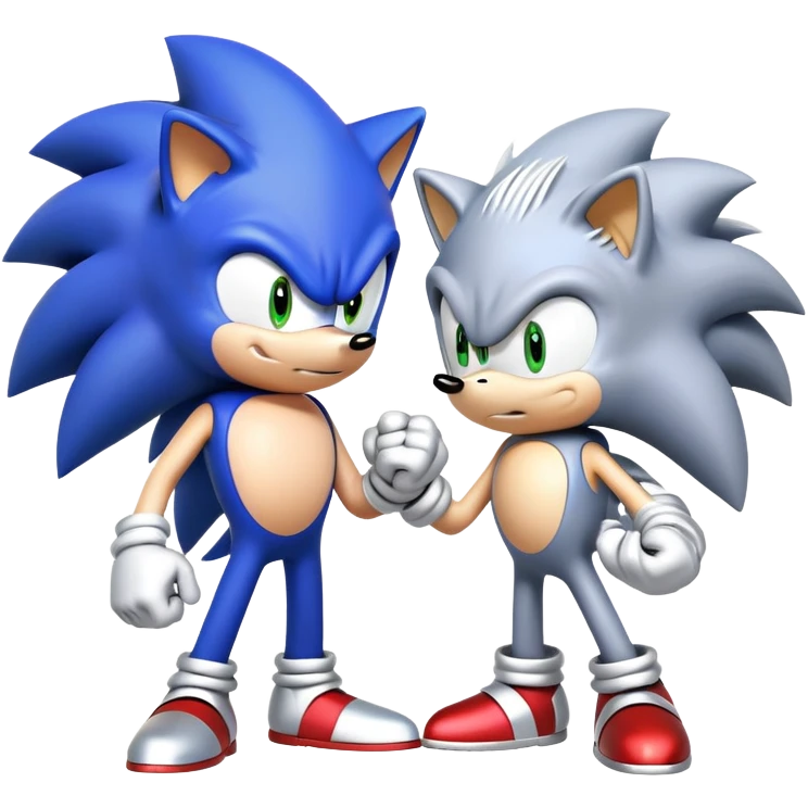 Sonic the Hedgehog and Silver the Hedgehog fist bumping emoji