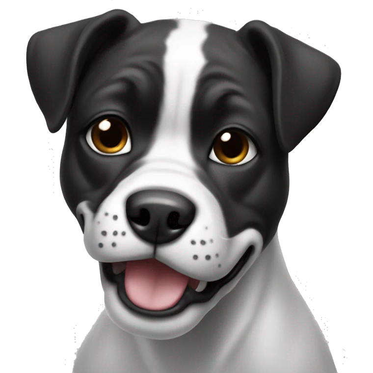 Dog boxer black and white with smile  emoji