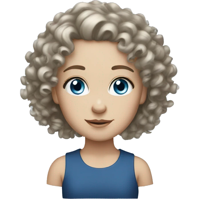 White girl curly hair blue eyes emoji
