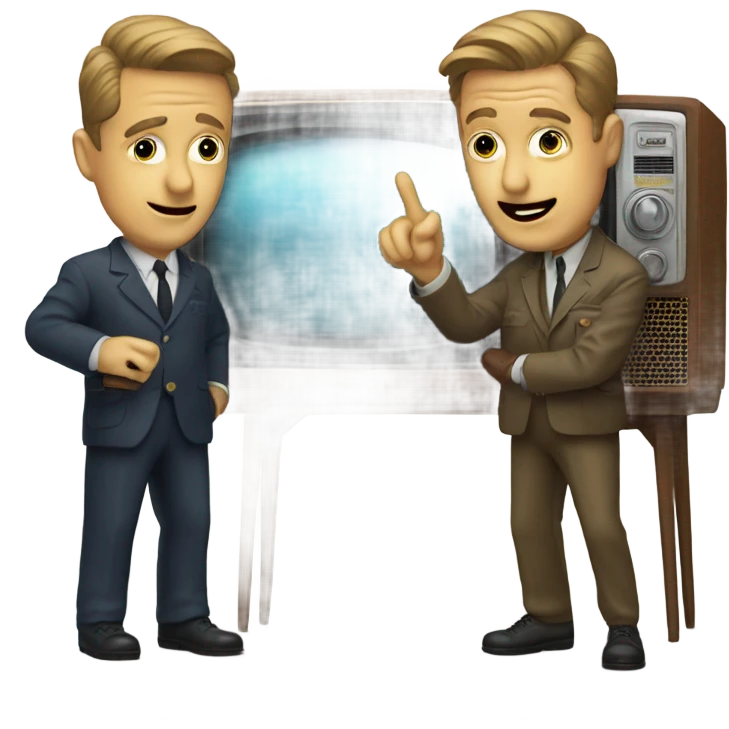 two detectives the screen of a vintage TV set emoji