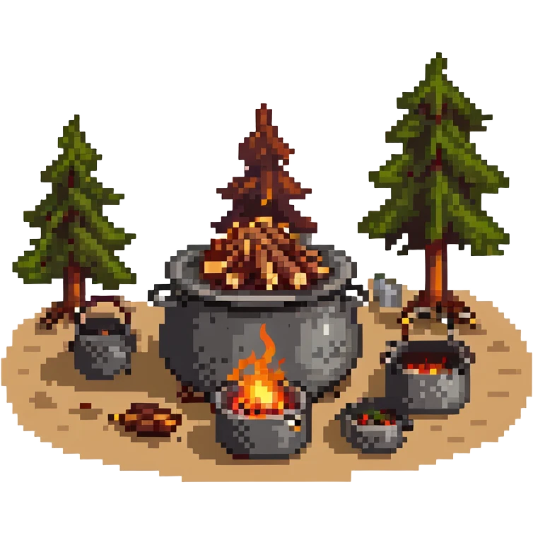campfire with cooking pot in the forest emoji