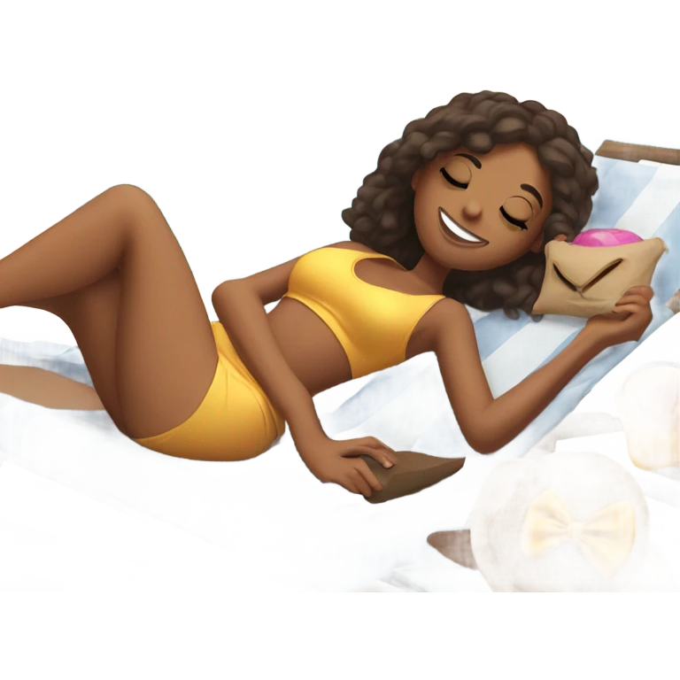 Girl lying down sunbathing with best friend emoji