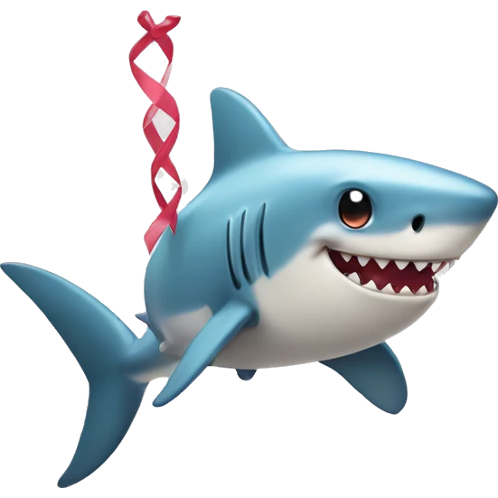 cute shark with ribbon emoji
