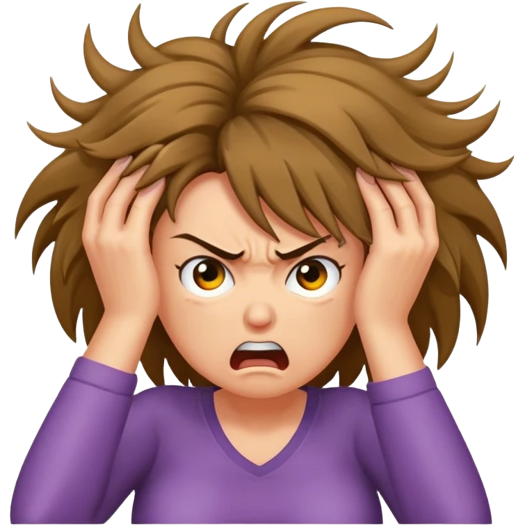 angry mom pulling her hair emoji