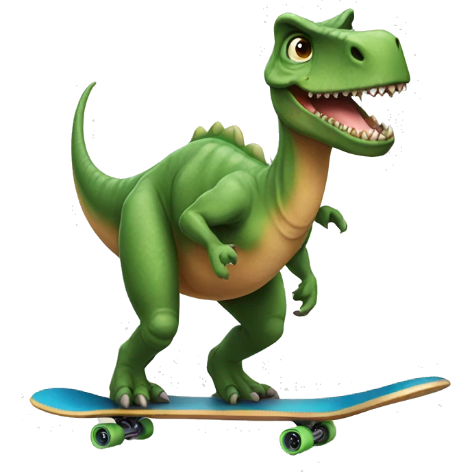 Dinosaur with skateboard emoji