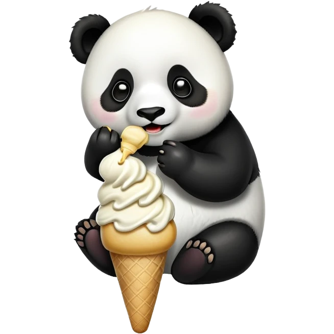 Panda eating ice cream emoji