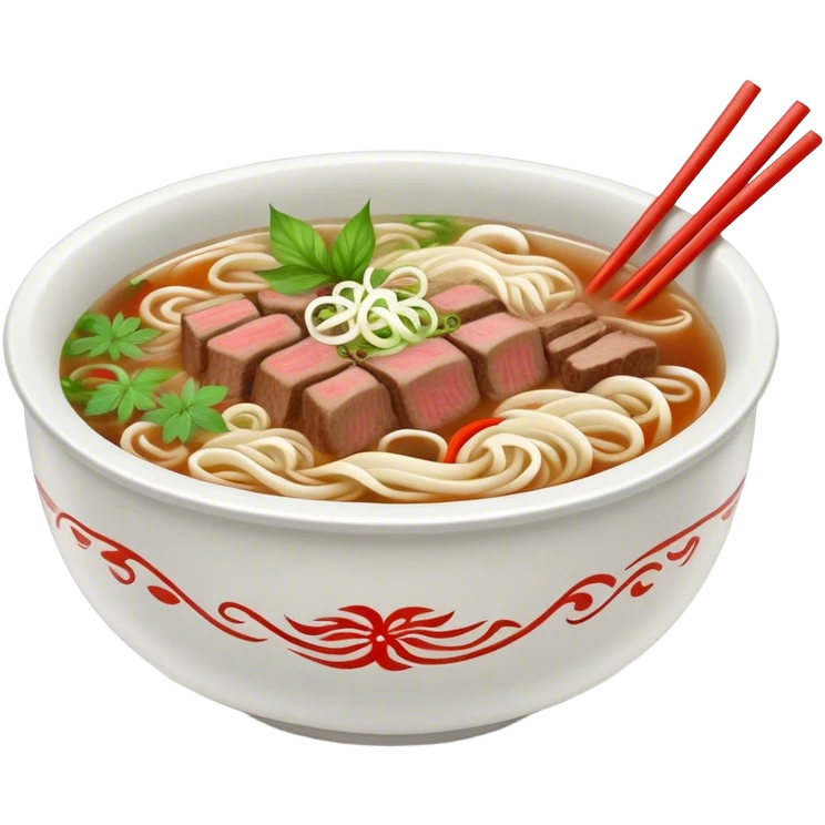 Cinematic Realistic Pho Dish Emoji, depicted as a steaming bowl of aromatic beef noodle soup with herbs rendered with lifelike textures and vibrant, warm lighting. emoji