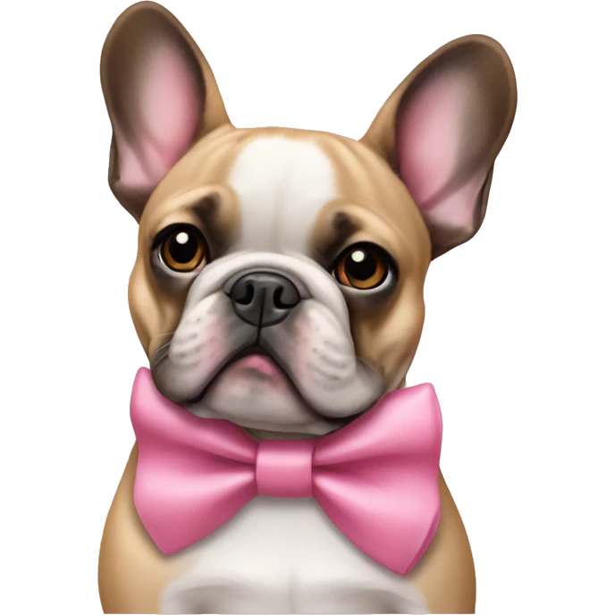 French bulldog wearing a pink bow emoji