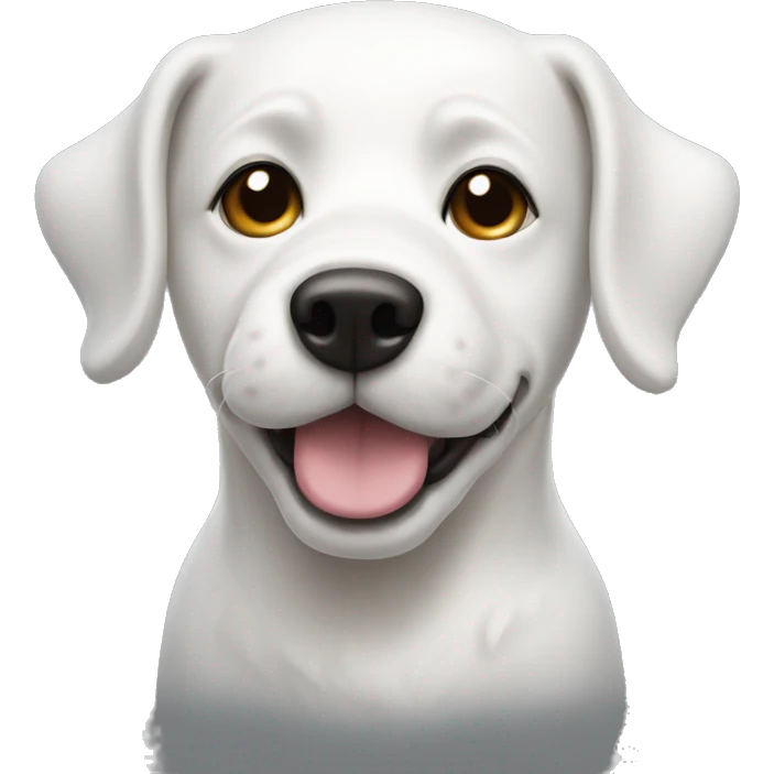 white puddle dog with black spot on his right eye emoji