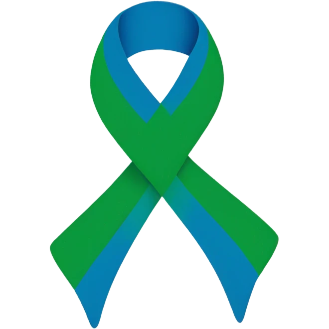 IIH awareness ribbon half blue and half green emoji