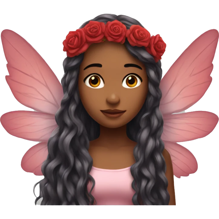 big wings, rose, Beautiful, fairy, red, long hair emoji