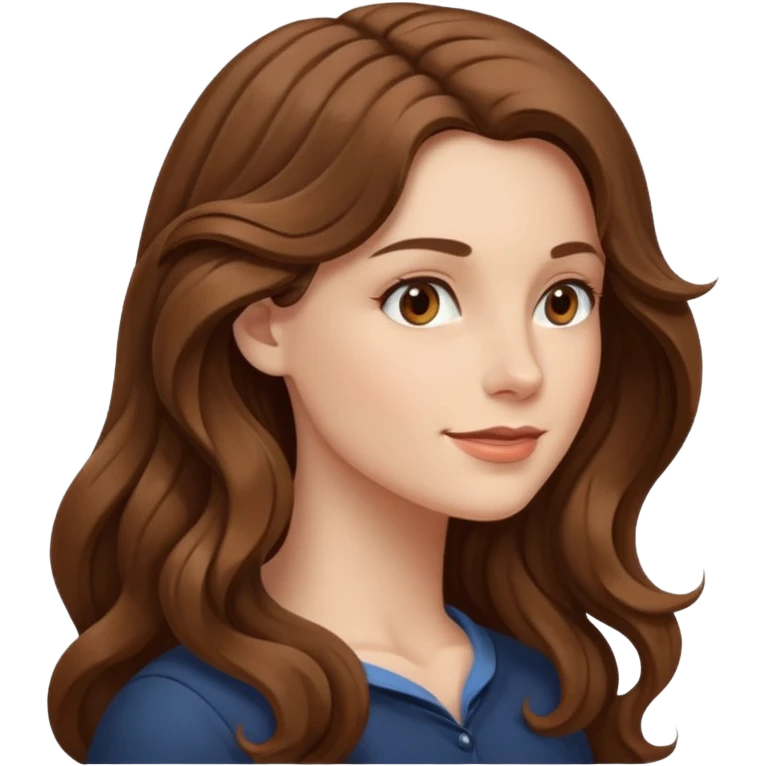A white woman in profile with long, wavy brown hair emoji