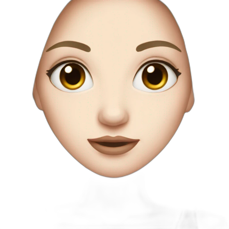 Woman, pale skin, dark straight hair, big black eyes emoji