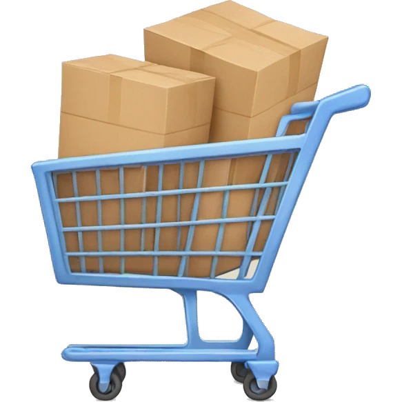 shopping cart with boxies emoji