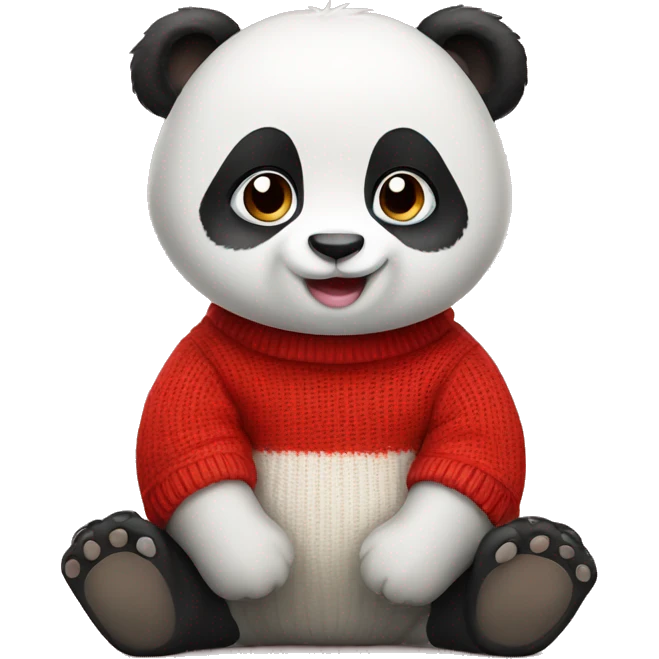 Baby panda with cute eyes wearing red sweater  emoji