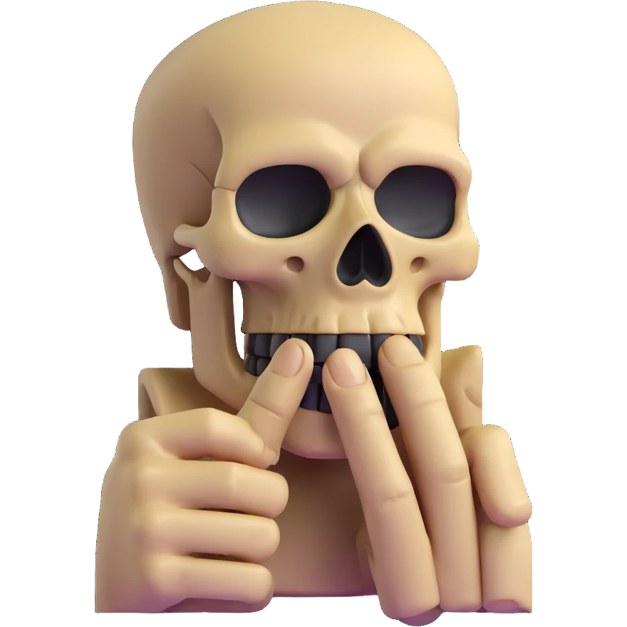 sigma moai skull with finger to lips emoji