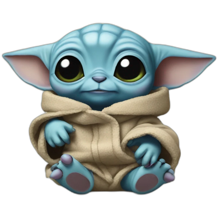Stitch with baby yoda emoji
