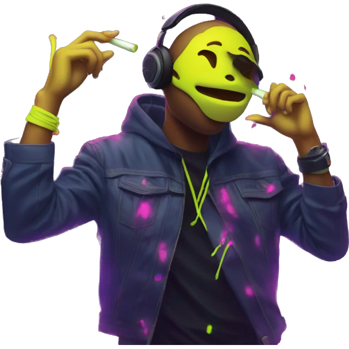 Rave party dancing neon smoking emoji