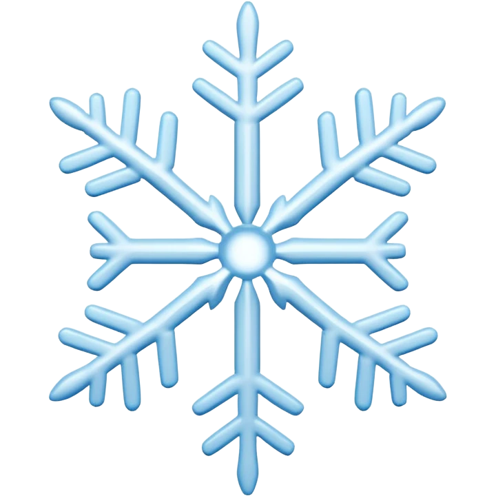 A simple emoji-style snowflake or small snow pile. Cute, clean lines, minimal detail, white and light-blue colors, rounded shapes, soft shading, flat 2D emoji style. emoji