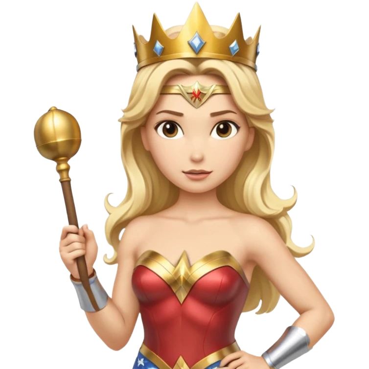 Blonde Wonder Woman holding baton and bell emoji