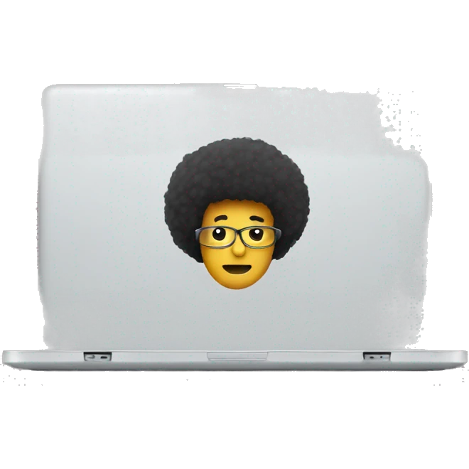 laptop with afro cup emoji