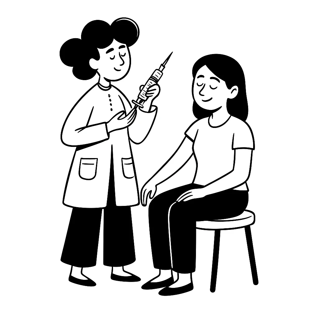 A female doctor who is doing PRP injections, add a patient emoji