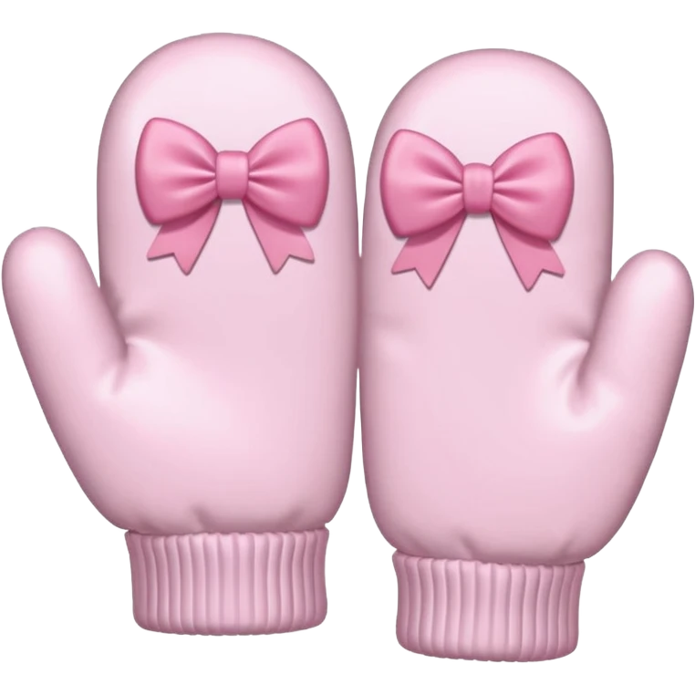 pastel pink pair of mittens connected by a bow emoji