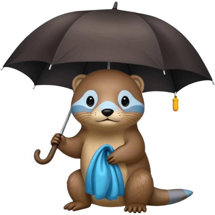 Loutre mignonne qui porte un parapluie dans sa main gauche  emoji