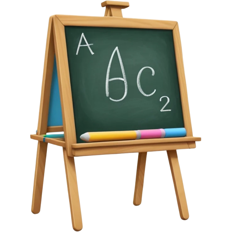 small blackboard on an easel with A, B, C in bright colors emoji