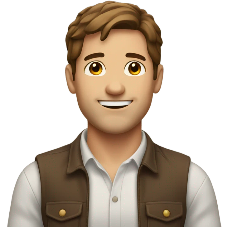 Man with brown hair middle part salutes and is happy emoji