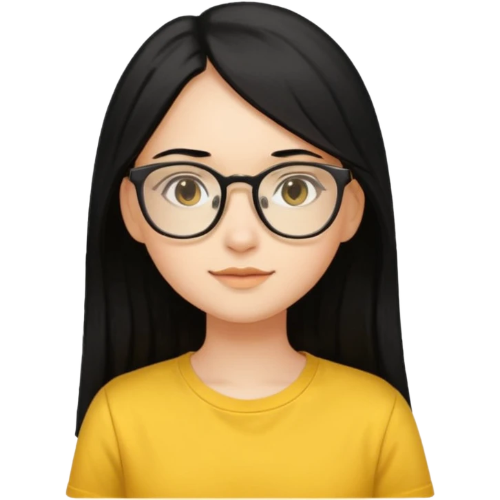 Nails cute with hello kitty wear glasses black long  hair wear, yellow shirt for circle profile picture emoji