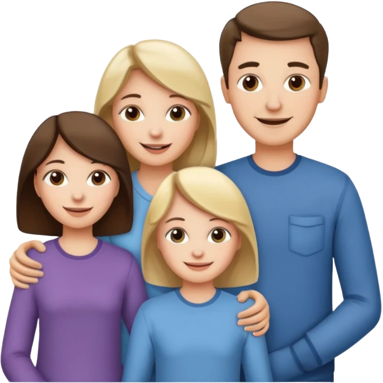 Happy family: mom, dad, 2 sisters and brother emoji