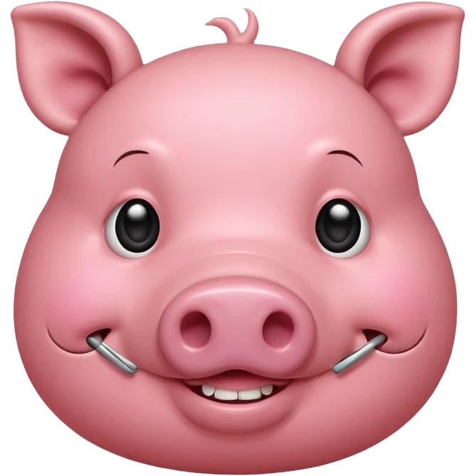 Un cerdito mordiéndose el dedo coqueteando que el cerdo tenga pestañas cortitas y encrespadad emoji