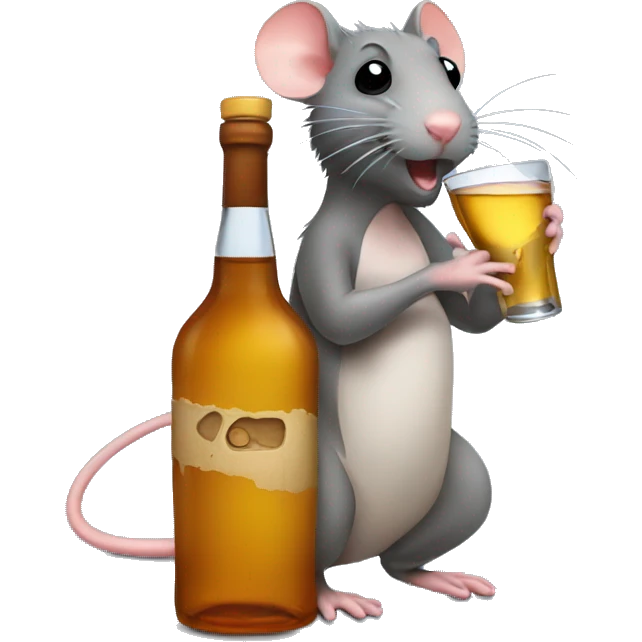 rat kissing a liquor bottle emoji