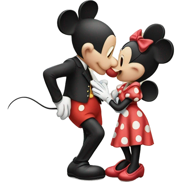 Mickey mouse and minnie mouse kissing emoji