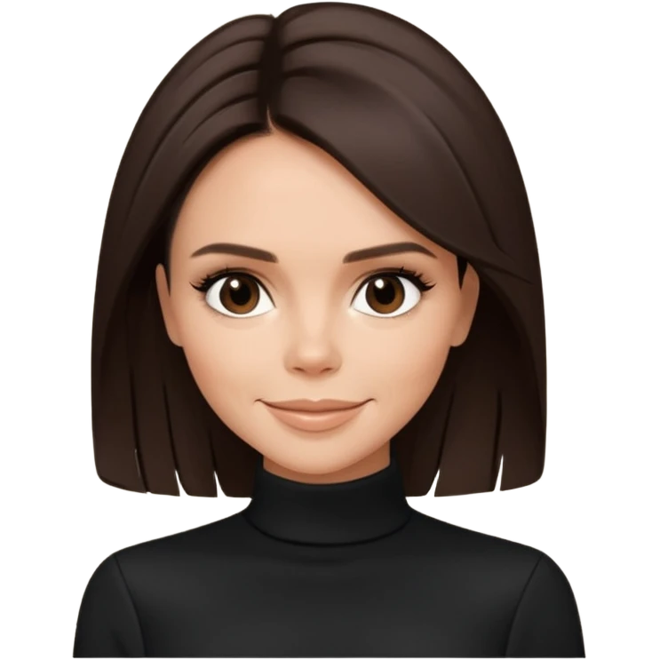 Victoria Beckham with dark brown hair, black outfit emoji