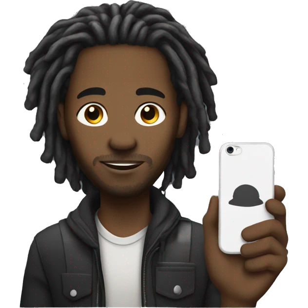 Black man with dreadlocks holding his phone emoji