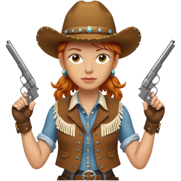 Ginger cowgirl with 2 pistols emoji