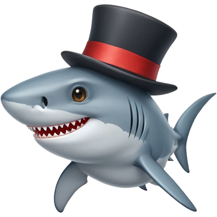 Shark with a top hat emoji