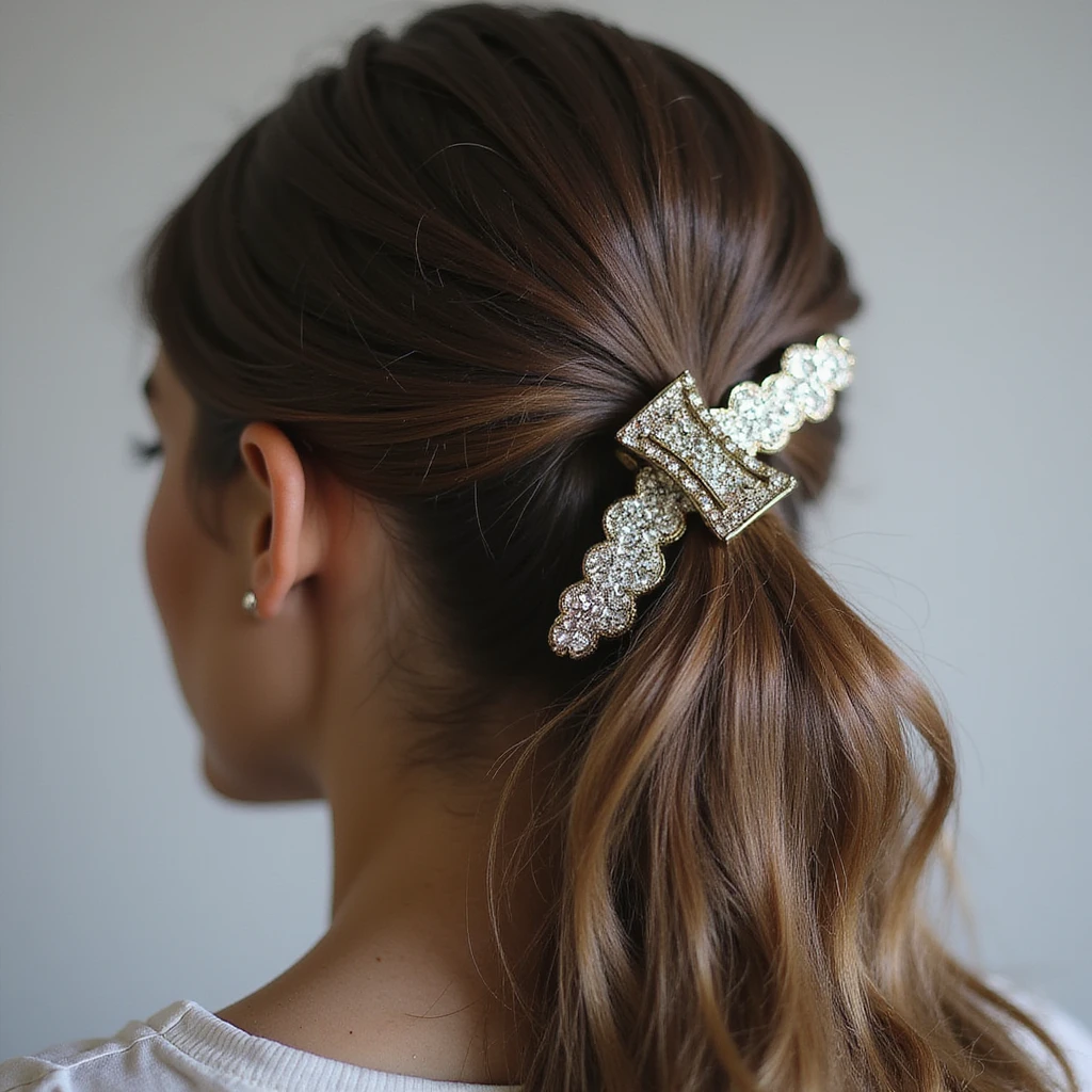 realistic hairclip, metallic, detailed, photorealistic style emoji