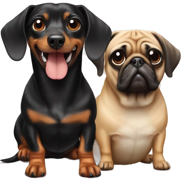a dachshund and a pug emoji