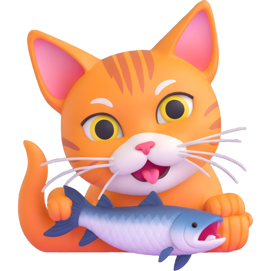 funny Thai cat eating fish emoji