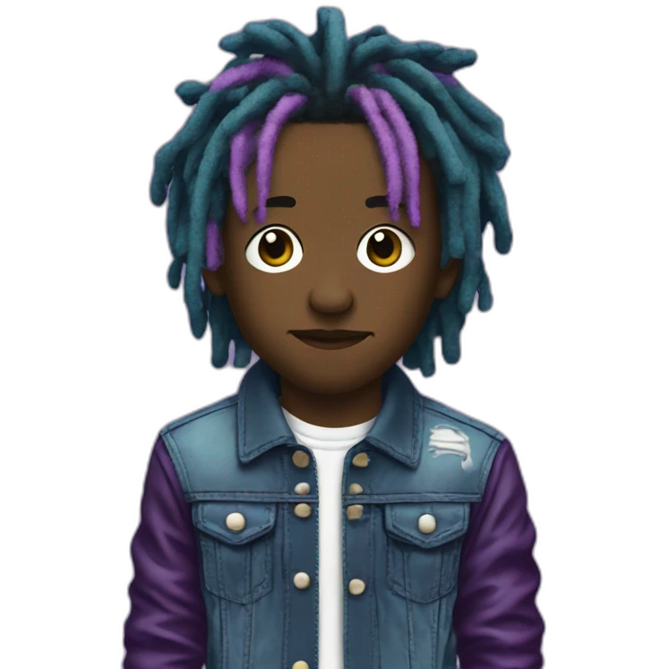 lil uzi vert with jean jacket, purple dreads, looks from 2016 emoji