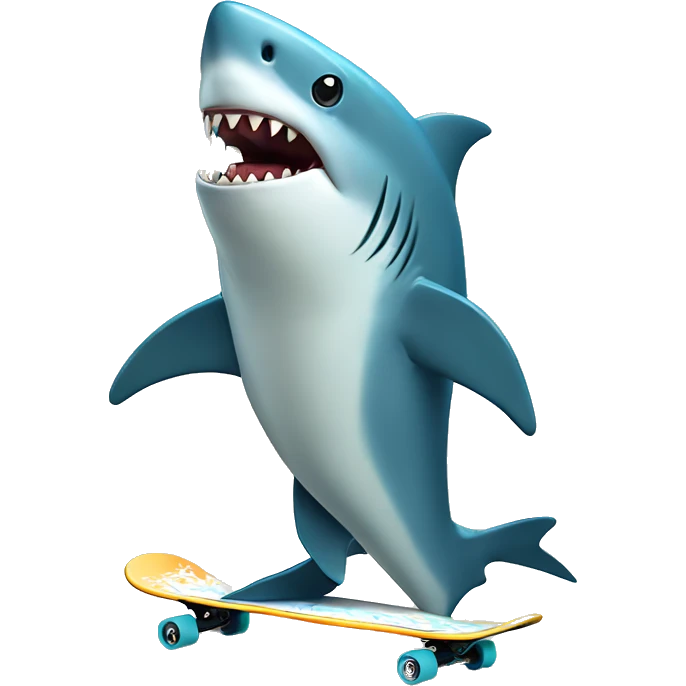 Un requin qui fait du skateboard emoji